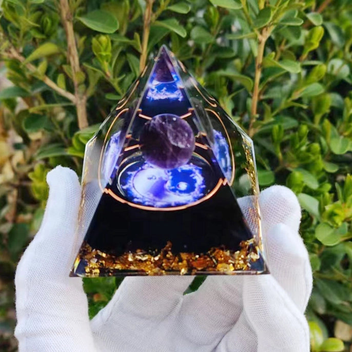 Piramide Orgone Ametista/Turmalina 5 cm