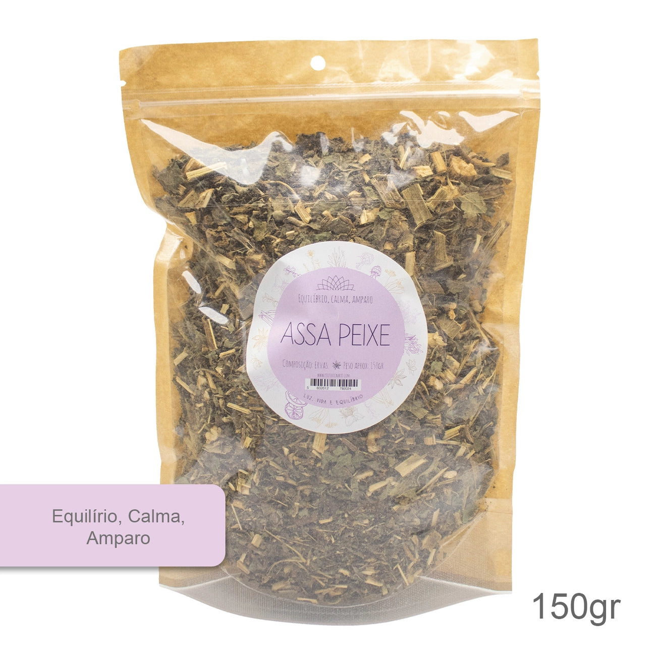  Embalagem rústica de 150g de erva assa-peixe seca natural para rituais de descarrego, banhos de ervas e defumação esotérica.