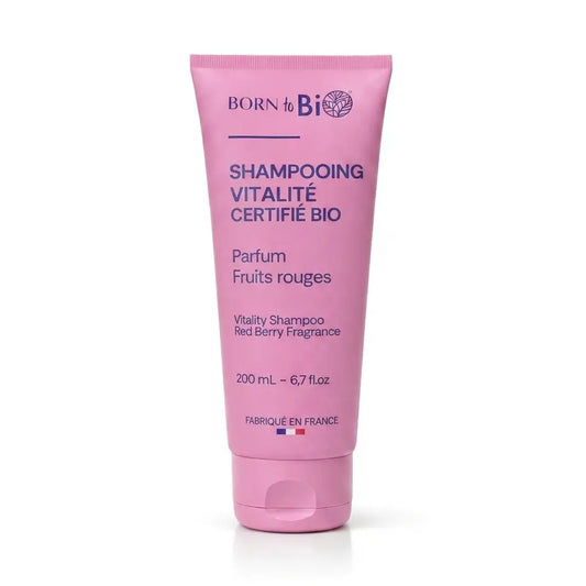 Embalagem reciclável do Champô Vitalidade Bio com aroma a frutos vermelhos