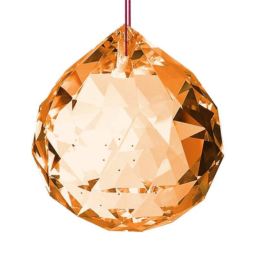 Bola cristal facetada laranja   40mm  -  Organização e Criatividade