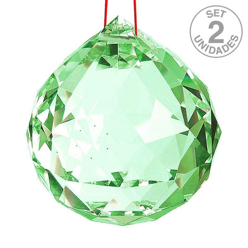 Bola Cristal facetado Verde 40mm -  Restauração e Crescimento