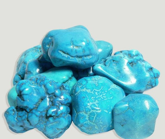 Pedra rolada de Turkenite azul turquesa com veios cinzentos naturais – Cristal para relaxamento