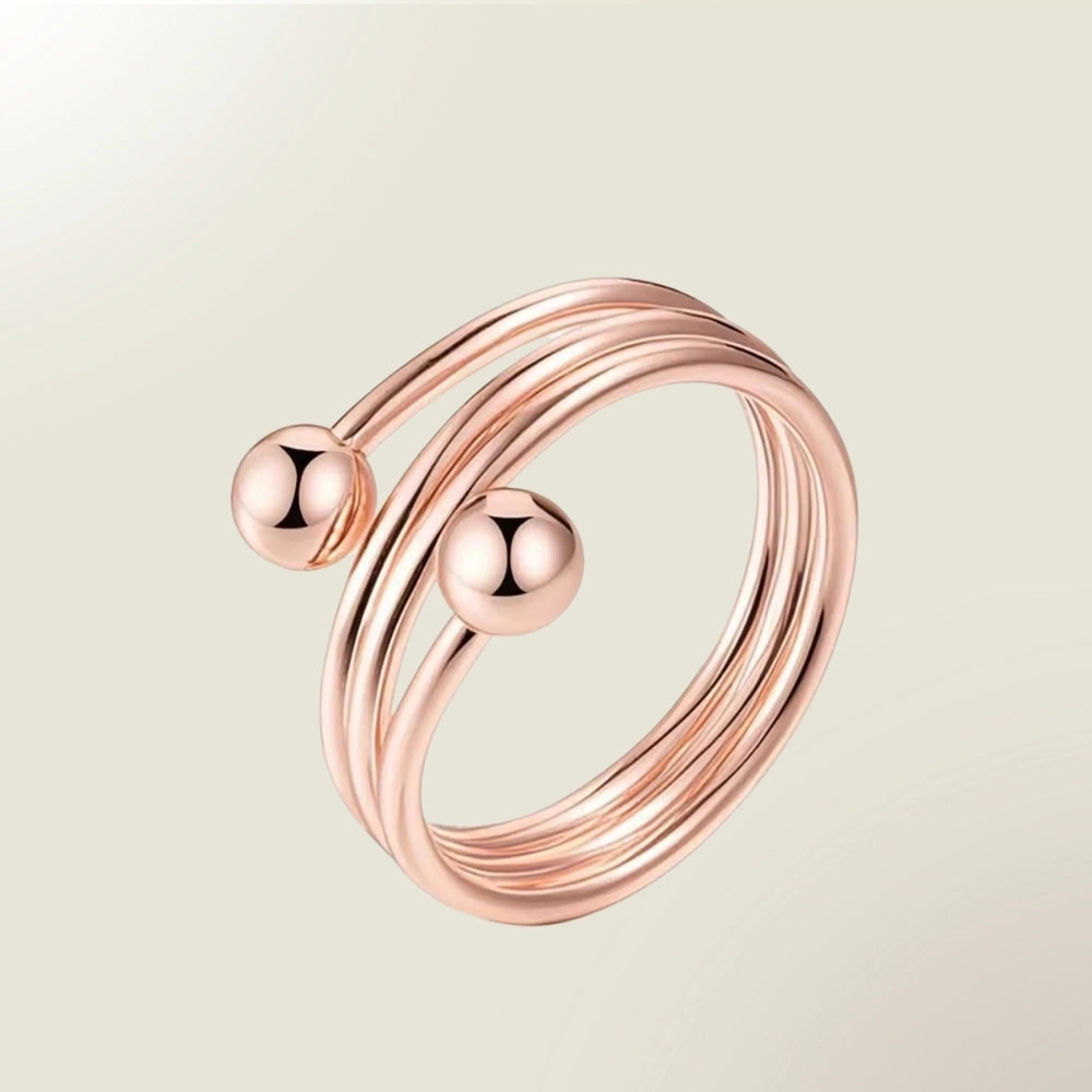 Anel ajustável em cobre puro com 2 ímanes de neodímio para terapia magnética, design elegante unissex. 