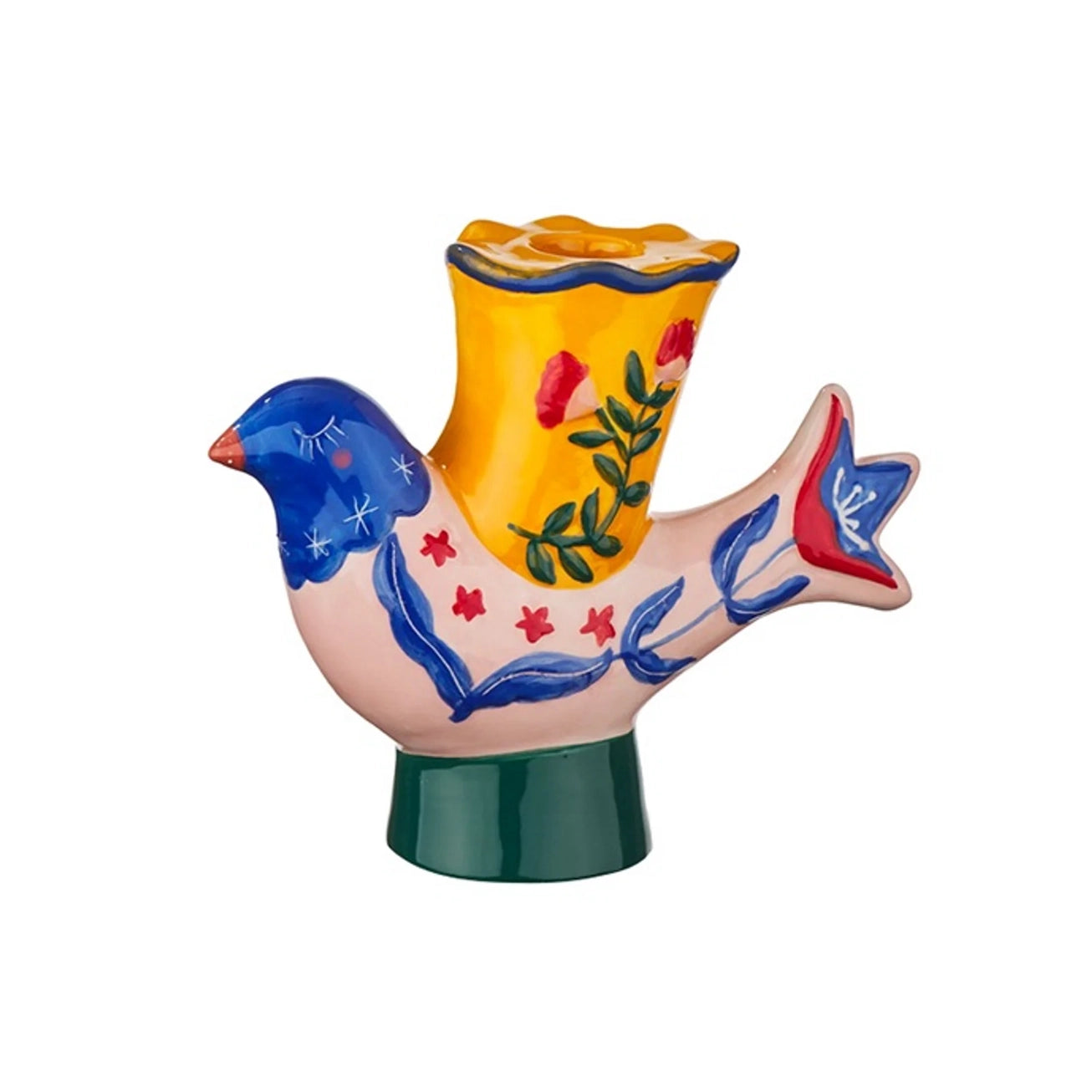 Castiçal Decorativo Pássaro em Cerâmica – Peça Moderna e Elegante Multicolor