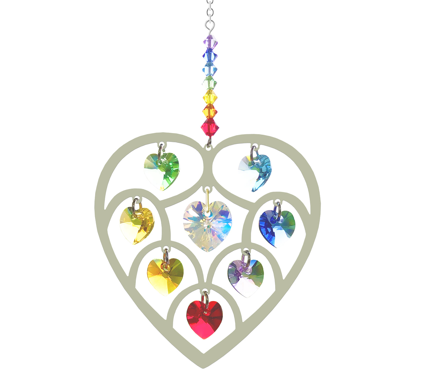 Sun Catcher Coração Cristal 7 Chakras