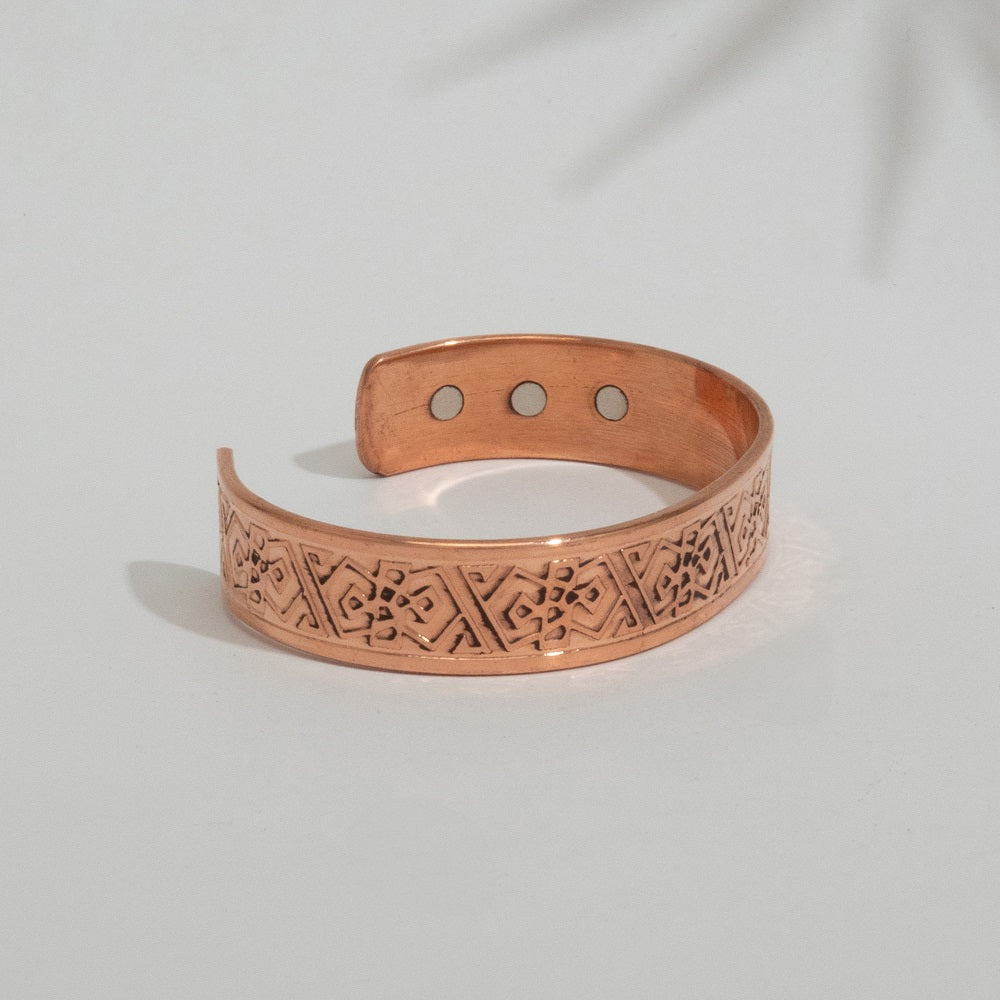 Pulseira magnética de cobre 99,9% puro com 6 ímanes de neodímio. Bracelete terapêutica para alívio de dores e bem-estar, ajustável e unissexo