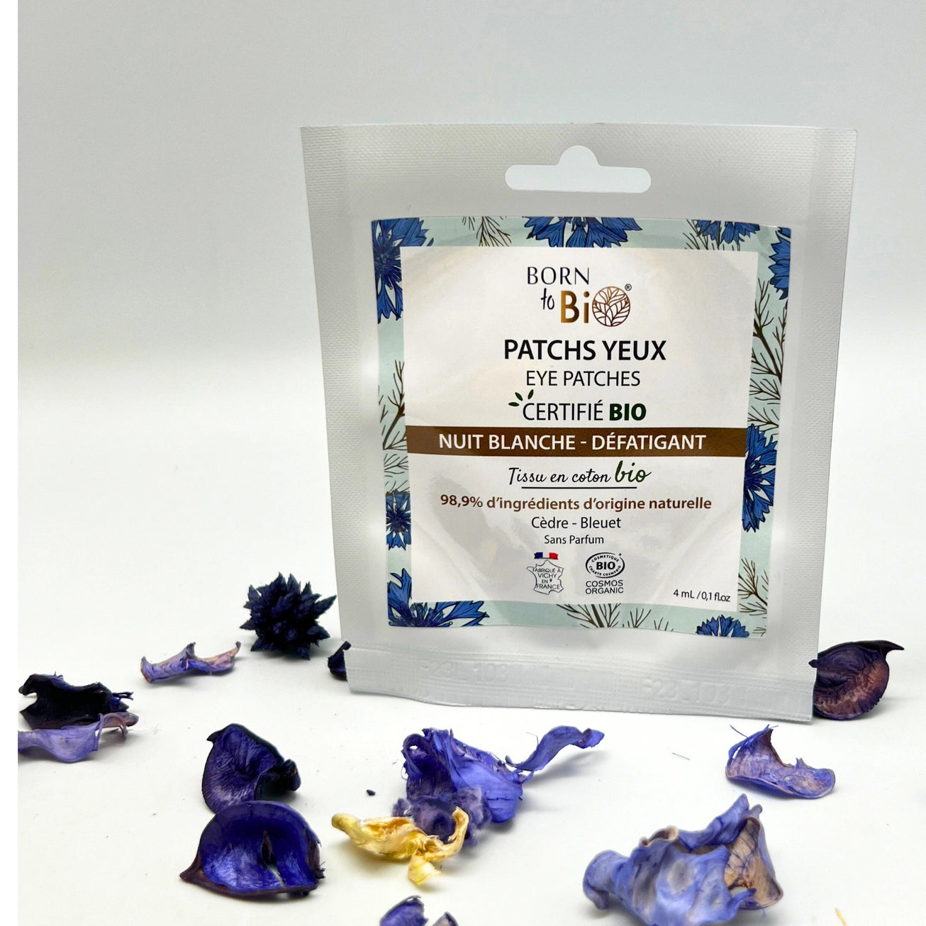Patches de olhos com centaurea bio para reduzir olheiras e cansaco