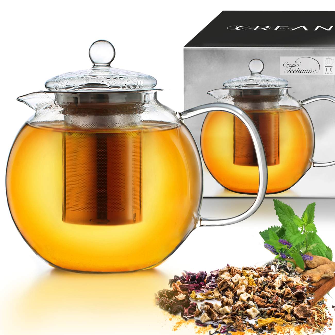 Chaleira de Vidro com Filtro Inox Creano (0,85L)