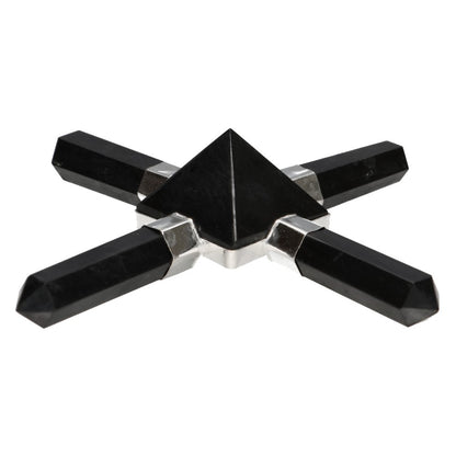 Gerador de Shungite preta natural em forma de pirâmide – Cristal de proteção contra radiações eletromagnéticas.