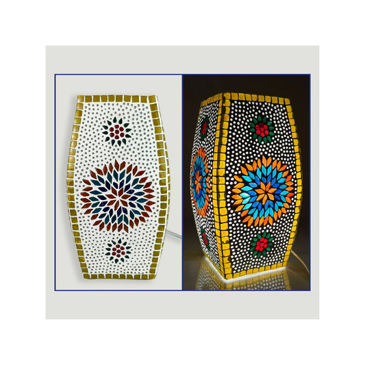 Candeeiro de Mesa Vidro Mandala  - India 18x30 cms