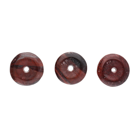 Pedra Pi Donut em Olho de Boi natural de cor vermelho acastanhado — Amuleto circular para proteção energética e força física.