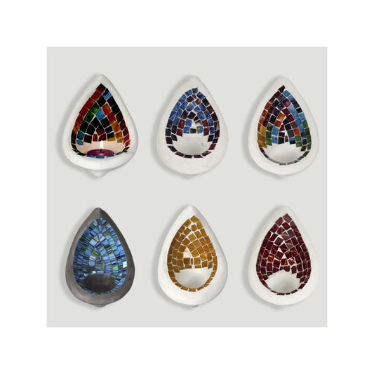 Castiçal em Terracota+Mosaico 10x13cm