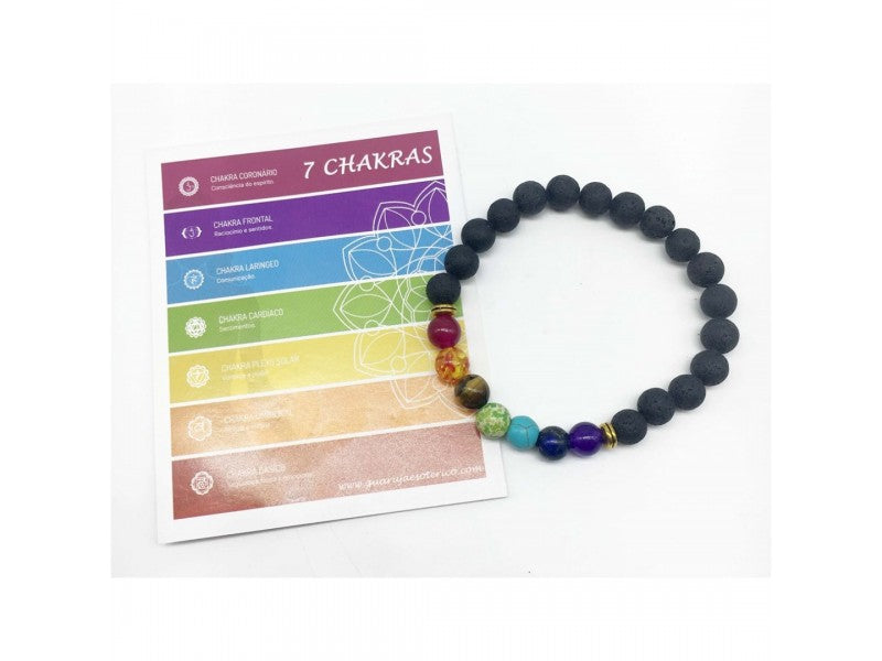 Pulseira 7 Chakras Pedra Vulcânica