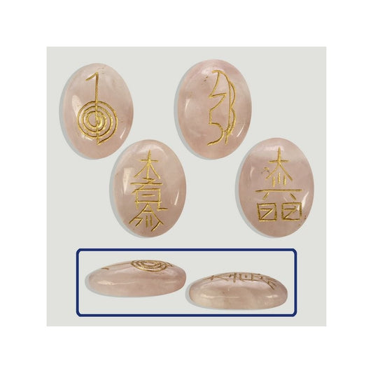 Conjunto de 4 pedras de Quartzo Rosa natural roladas e polidas para Reiki – Kit de cristais para cura emocional.