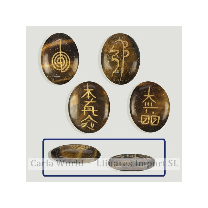Conjunto de 4 pedras de Olho de Tigre natural para Reiki e proteção energética – Kit de cristais dourados e castanhos.