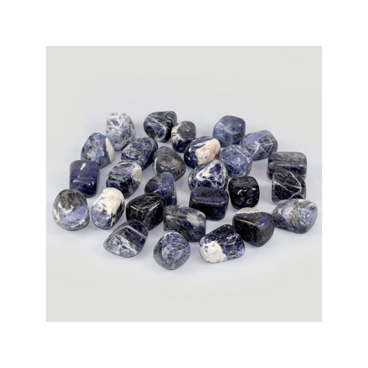 Pedra rolada de Sodalite azul profunda com veios brancos naturais de sódio – Cristal de intuição