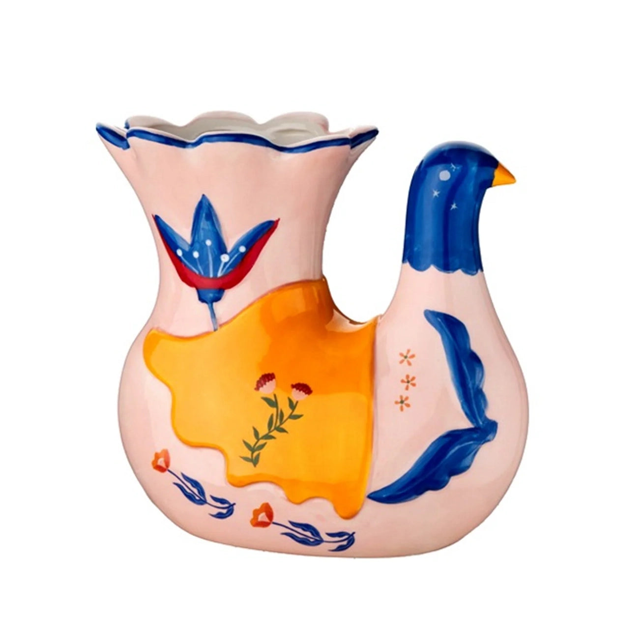 Vaso Decorativo Pássaro em Cerâmica Rosa – Peça Moderna e Original para Decoração